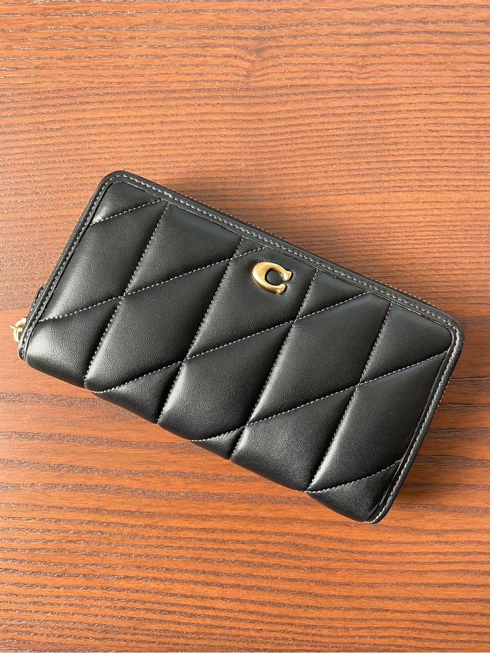 Coach Accordion Zip Wallet - Pillow Quilted Black Nappa Leather - CI165